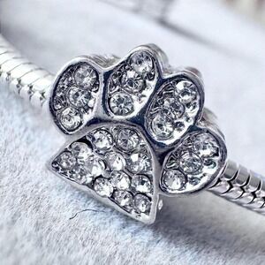 Silver Puppy Paw Print Charm fits PANDORA